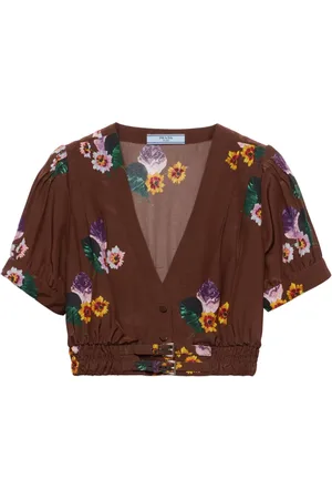 Prada Floral-print cropped top