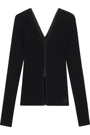 Courrèges Double zip-detail ribbed jumper