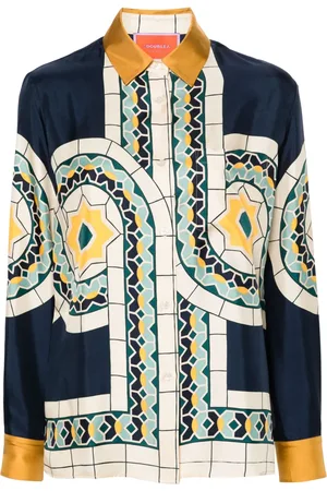 La DoubleJ Geometric-pattern silk shirt