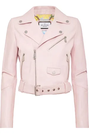 Philipp Plein Cropped leather biker jacket
