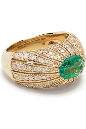 JACQUIE AICHE 14kt yellow emerald and diamond ring