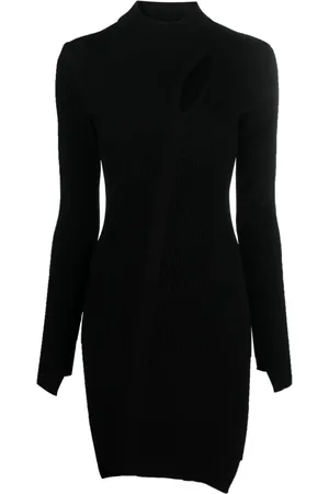 VERSACE Ribbed-knit slashed minidress
