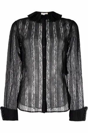 Saint Laurent Frilled-neck lace shirt