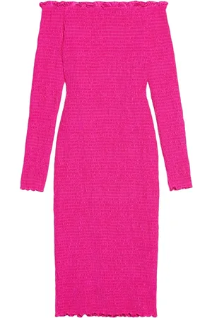 Balenciaga Off-shoulder smocked midi dress