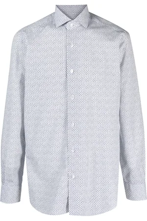BARBA Micro-pattern cotton shirt