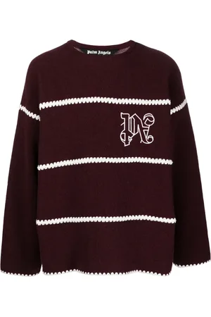 Palm Angels Embroidered-monogram striped jumper