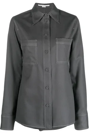 Stella McCartney Pointed-collar flannel shirt