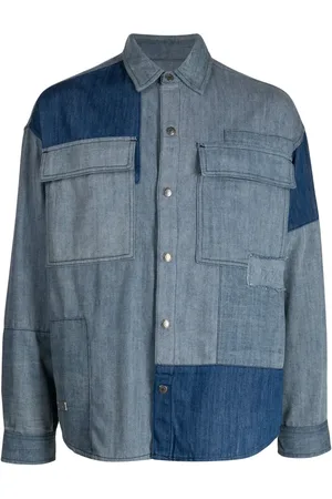 Izzue Slogan-print panelled chambray