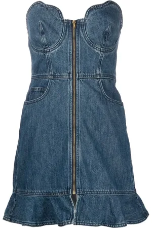 Self-Portrait Sweetheart denim minidress