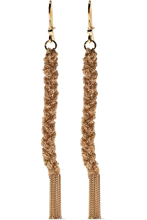 CAROLINA BUCCI 18kt yellow and beige silk Lucky woven drop earrings