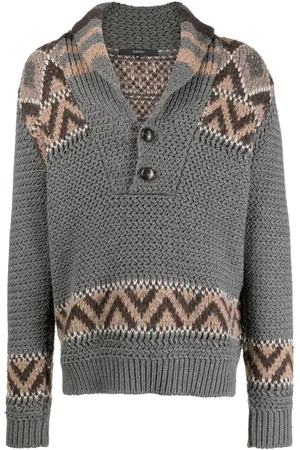 Gucci 2000s zigzag pattern shawl lapels jumper