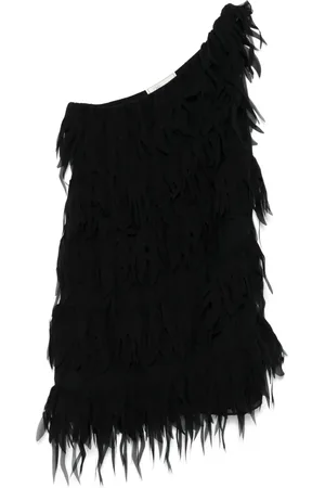 BLUMARINE Fringed georgette mini dress