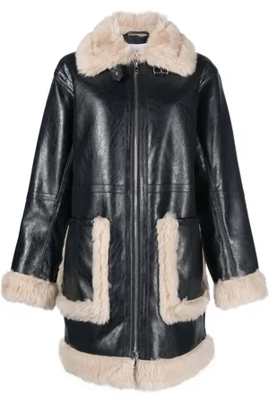 Stand Studio Haley shearling-trimmed faux-leather coat