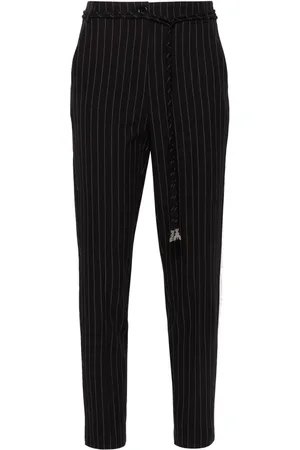 Patrizia Pepe Ruched-detailed pinstriped trousers