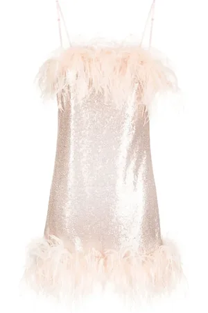 Gilda & Pearl Feather-trim mini dress