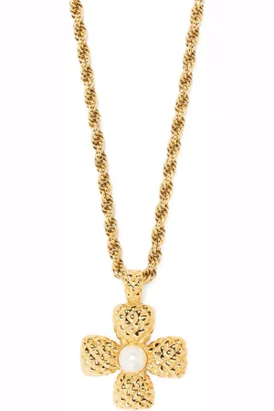 Monet 1980s cross pendant long necklace