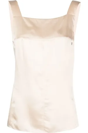 CHANEL 2010 CC square-neck sleeveless silk top