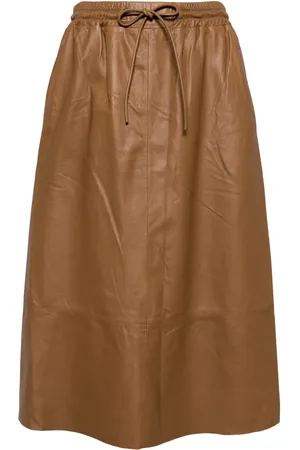 YVES SALOMON Elasticated-waistband leather skirt