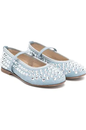 GALLUCCI Crystal-embellished ballerina shoes
