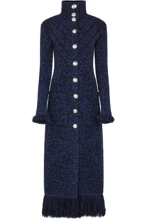 Paco rabanne Single breasted coat with frayed detailing