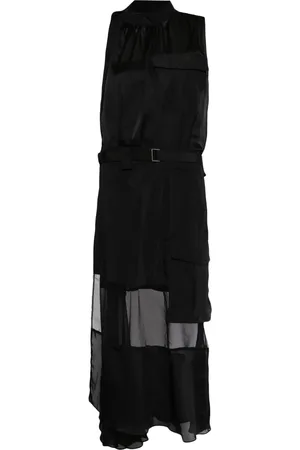 SACAI Sheer-panelled belted dress