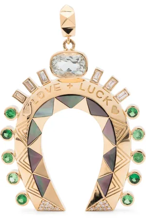 HARWELL GODFREY 18kt yellow Major Love + Luck Horseshoe multi-stone pendant