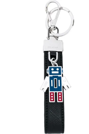 Prada Triangle-logo leather keychain