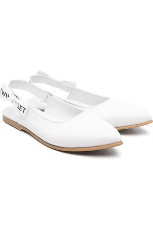 Twin-Set Bow-detail leather ballerina shoes