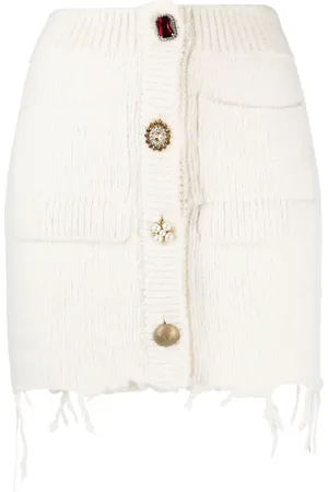 Vetements Rhinestone-embellished knitted miniskirt