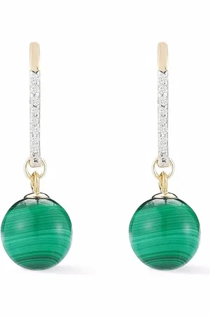 Mateo 14kt yellow single malachite diamond drop earrings