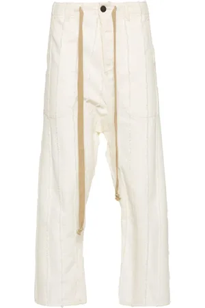 UMA WANG Frayed striped tapered trousers