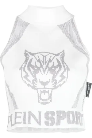 Philipp Plein Jacquard sleeveless cropped top