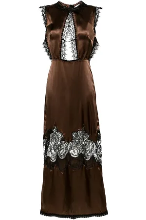 Viktor & Rolf Lace-trim silk maxi dress