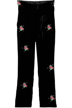 midorikawa Embroidered floral trousers