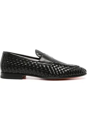 santoni Interwoven-leather penny loafers