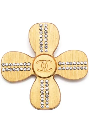 CHANEL 2001 CC clover brooch