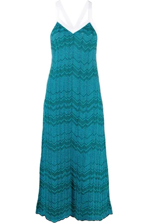 WALES BONNER Palm chevron-knit midi dress