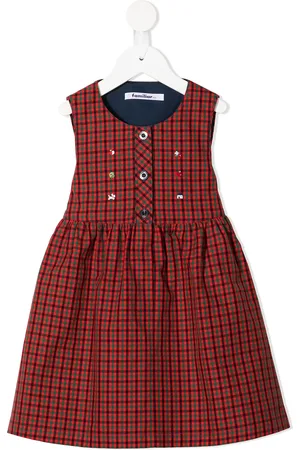 Familiar Sleeveless check-print dress