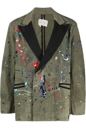 GREG LAUREN Paint-splatter double-breasted blazer