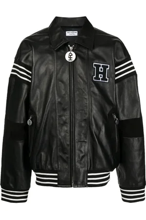 Honey Fucking Dijon Patch-detail leather bomber jacket