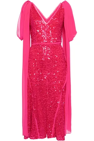 Erdem Drape-shoulder sequinned midi dress