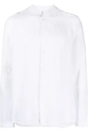 TRANSIT Band-collar linen-cotton shirt