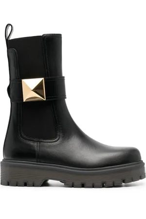 VALENTINO GARAVANI Stud-embellished leather boots