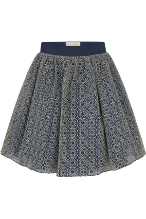 Elie saab Logo-embroidered pleat-detailing skirt