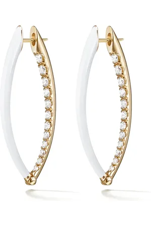 Melissa Kaye 18kt yellow and diamond Cristina hoop earrings