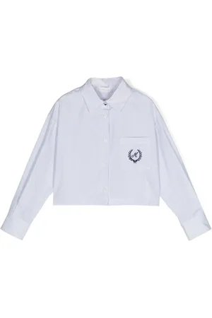 MONNALISA Embroidered-logo striped shirt