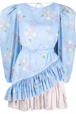 ULYANA SERGEENKO Floral-print two-tone mini dress