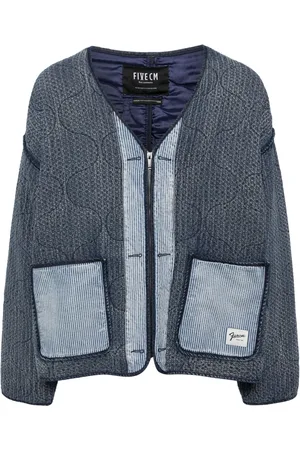 FIVE CM V-neck quilted denim jacket