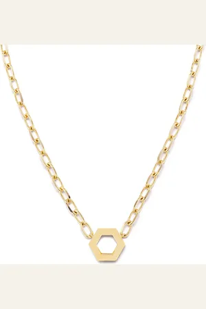 HARWELL GODFREY 18kt yellow hexagon foundation necklace