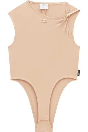 Courrèges Logo-patch twist-detail bodysuit